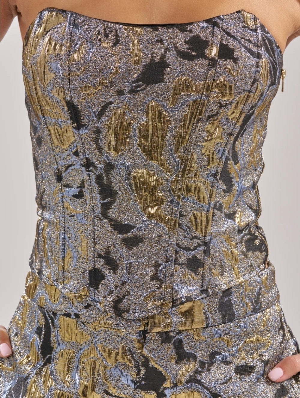 AMINA BROCADE CORSET - S W/free Shorts - Picture 3 of 7